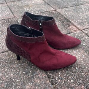 Aquatalia Burgundy Ankle Boots zipper Heel